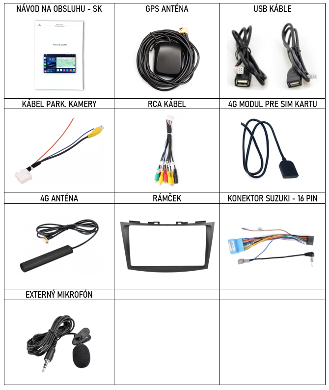 SK Prislusenstvo pre autorádio Everest pre Suzuki Swift s CarPlay AndroidAuto - evtech.sk